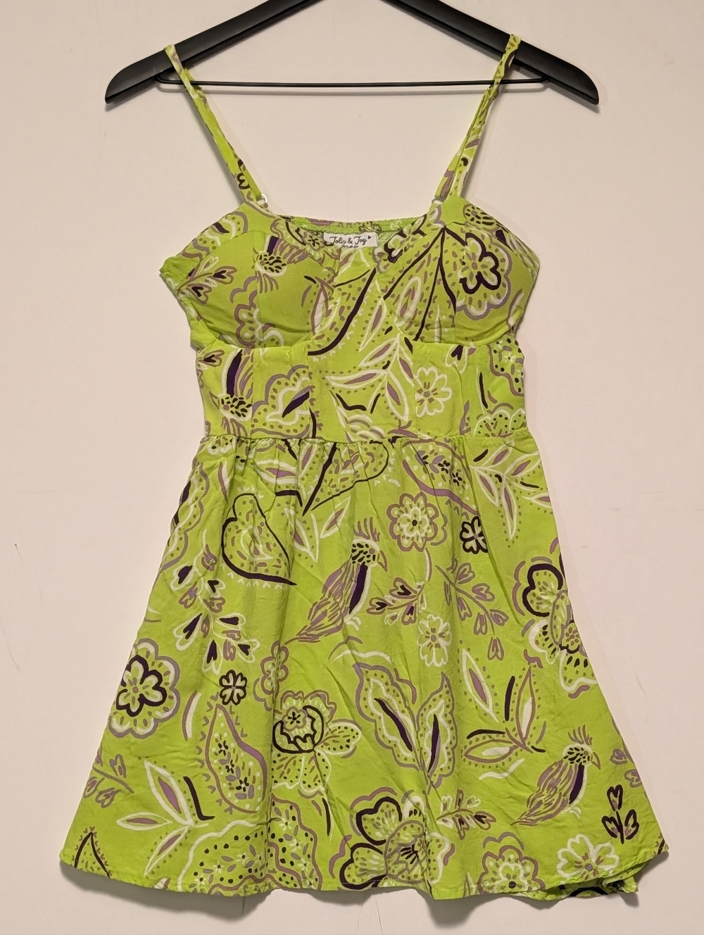 Jolie & Joy Project Love Med Green Floral Paisley Rayon Sundress Adj Straps Jnrs
